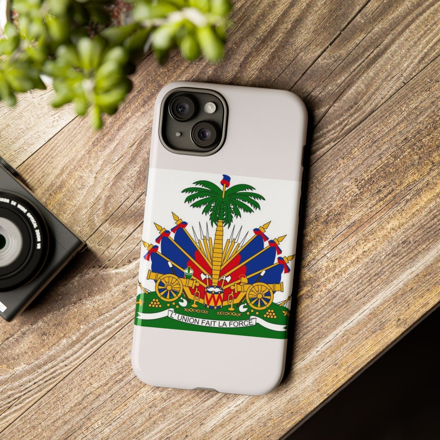 Haiti Flag Tough Phone Case — Presidential Coat of Arms Protective Cover